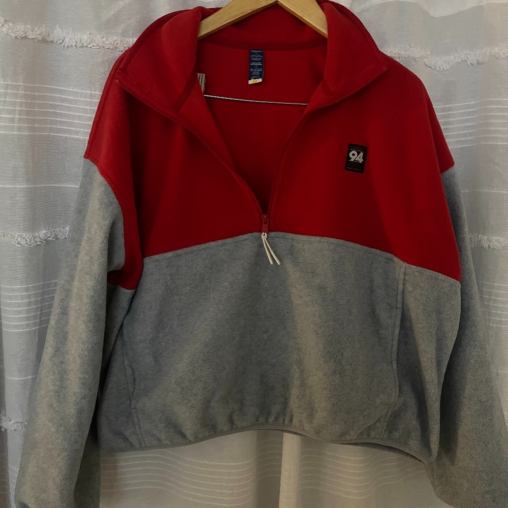 Vintage Style Colour-block Fleece Half-Zip Pull-Over Sweater